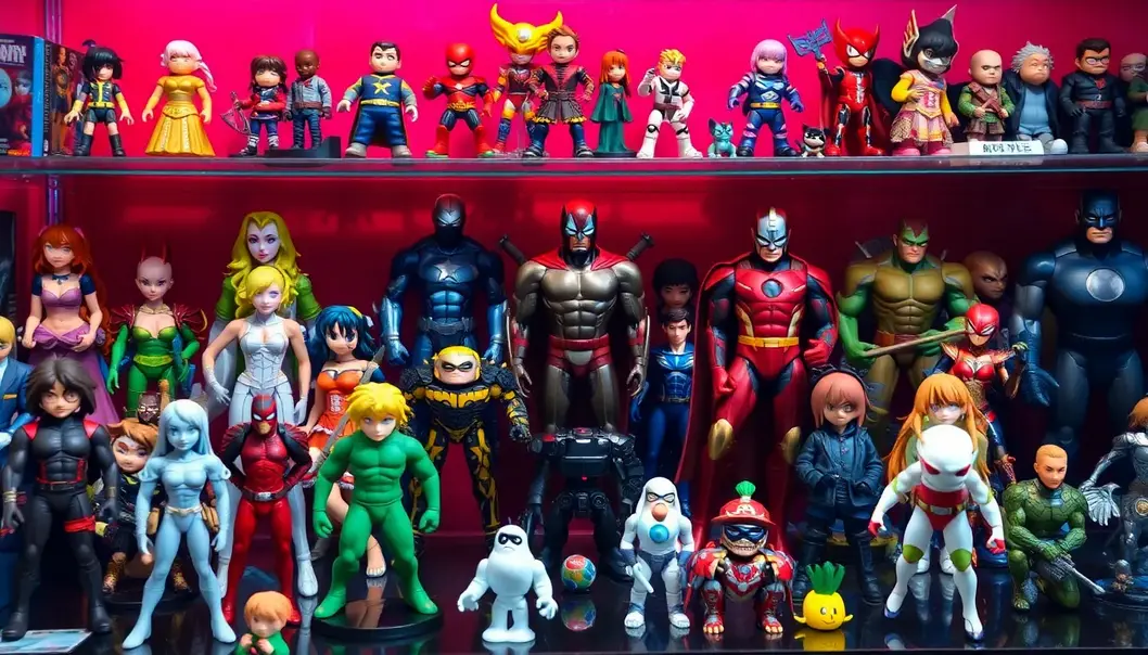A colorful display of various collectible figures showcasing the diversity of the hobby.